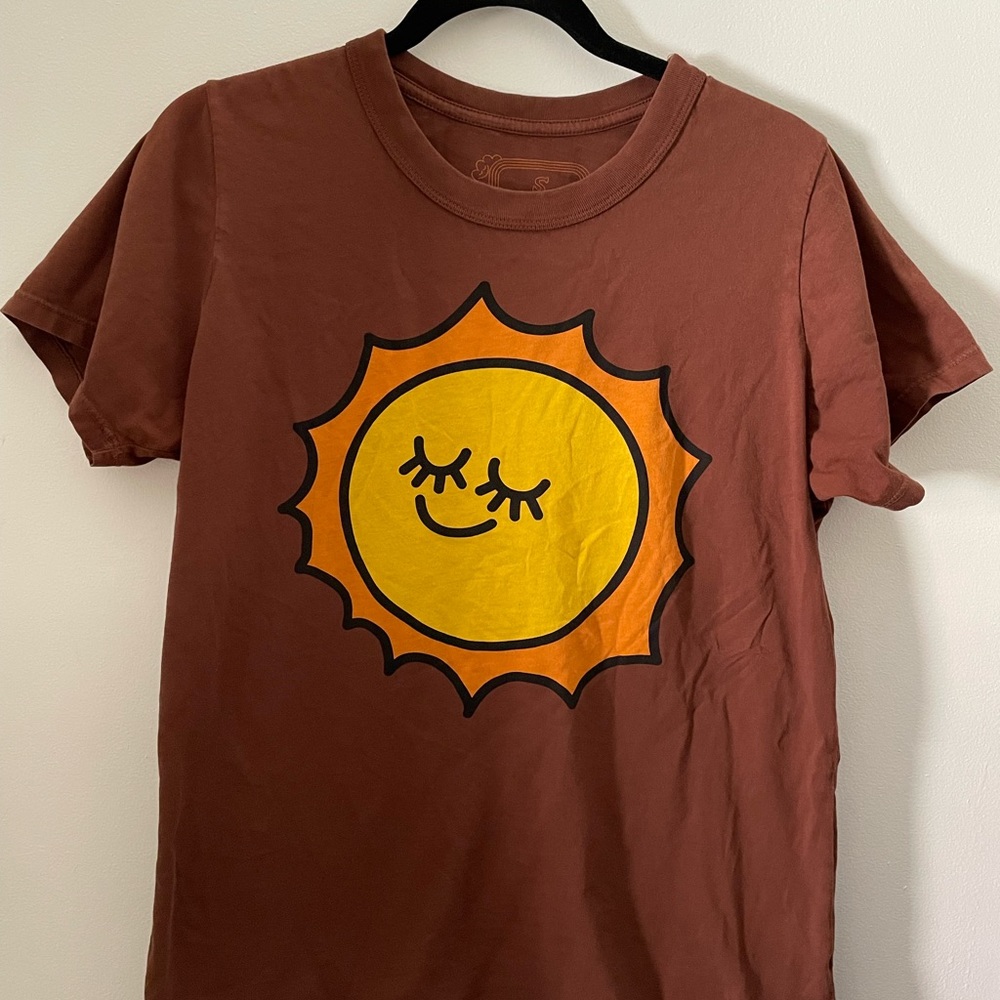 Bug Bud Press small sun smile brown shirt rare OOP